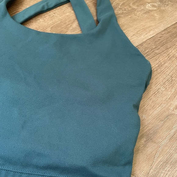 Senita Athletics Harmony Crop Top Sports Bra Pacific Teal Blue ~ Size Small - Picture 4 of 9
